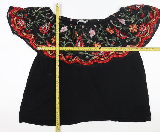 Womens UK Size 12 Marks and Spencer Black Bohemian Blouse