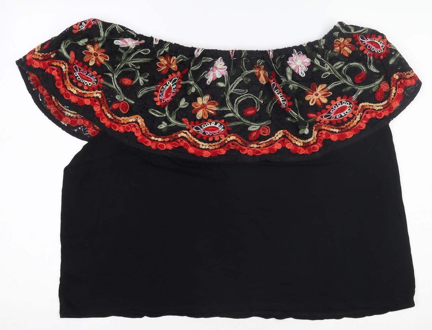 Womens UK Size 12 Marks and Spencer Black Bohemian Blouse