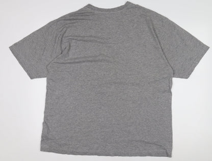 No Fear Men's Grey V-Neck Graphic Skull Print T-Shirt Size L