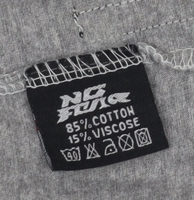 No Fear Men's Grey V-Neck Graphic Skull Print T-Shirt Size L