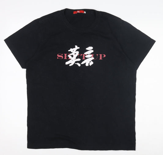 Womens UK Size XL vt Black Basic T-Shirt