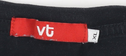 Womens UK Size XL vt Black Basic T-Shirt