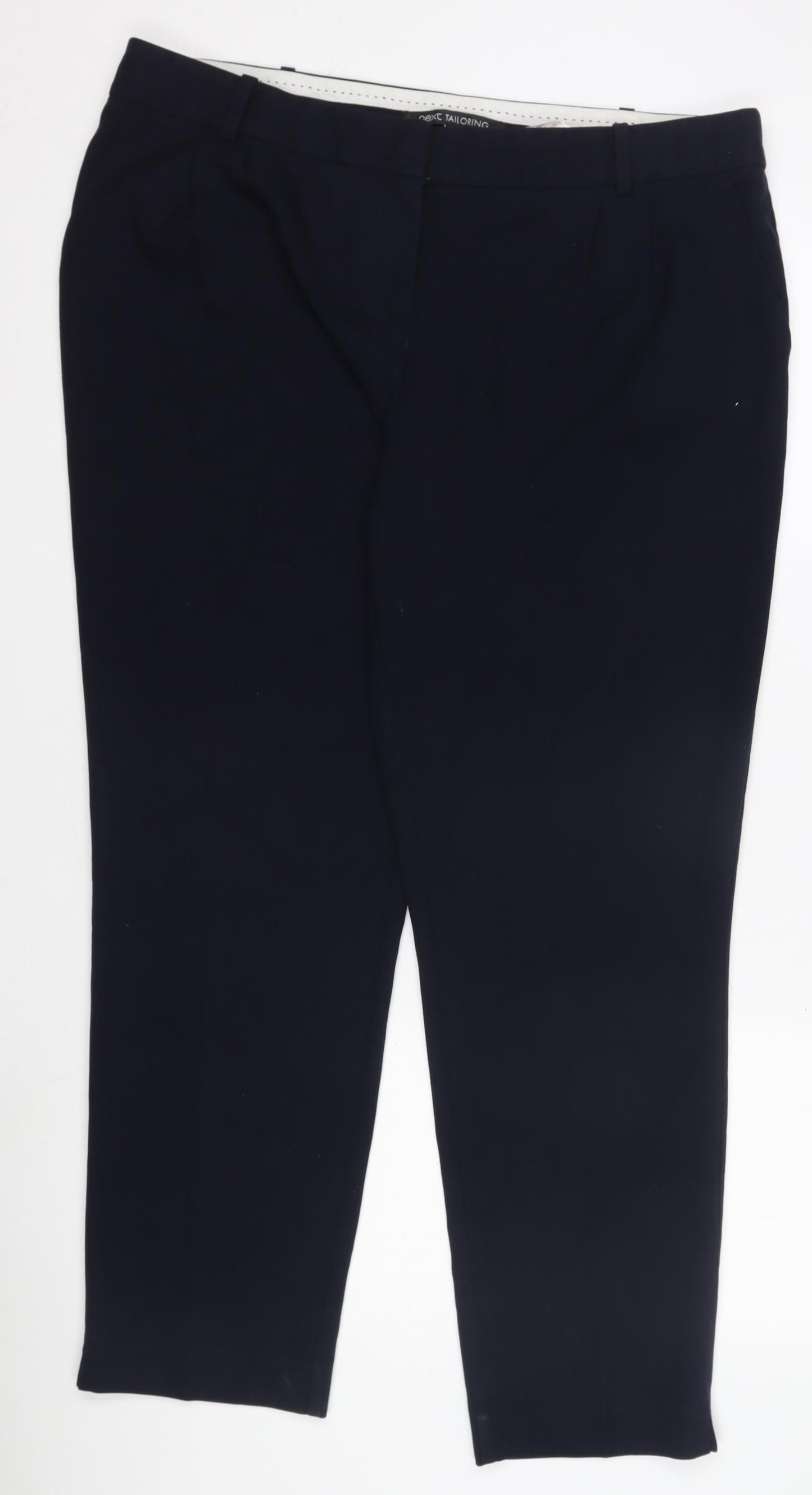 Next Tailoring Women’s Navy Blue Trousers Size 16R Polyester Blend Straight Leg