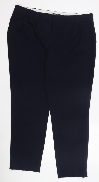 Next Tailoring Women’s Navy Blue Trousers Size 16R Polyester Blend Straight Leg