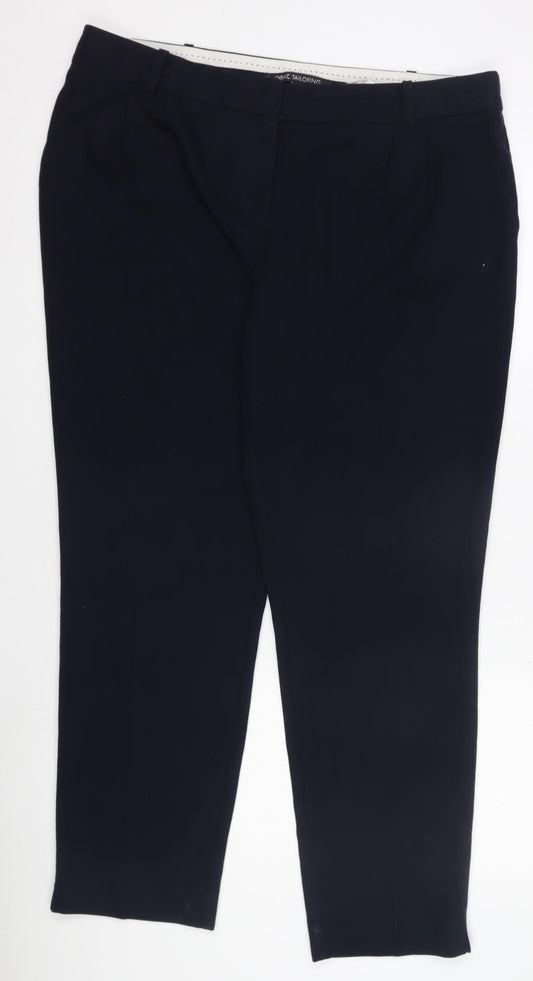 Next Tailoring Women’s Navy Blue Trousers Size 16R Polyester Blend Straight Leg
