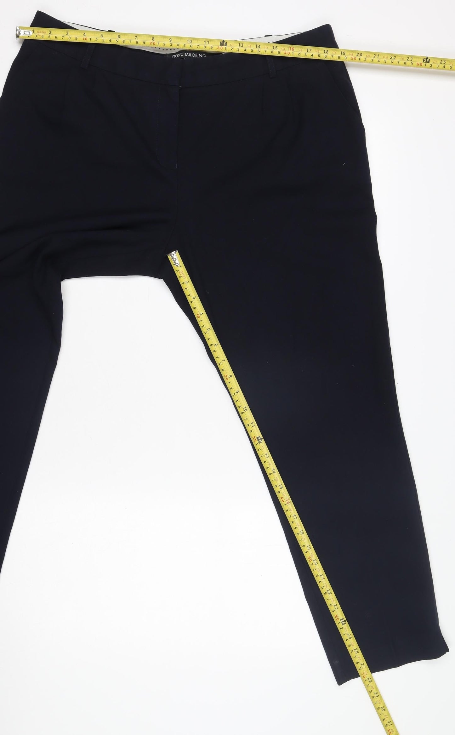 Next Tailoring Women’s Navy Blue Trousers Size 16R Polyester Blend Straight Leg