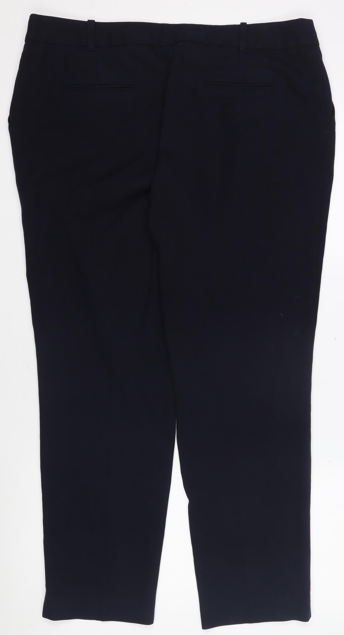 Next Tailoring Women’s Navy Blue Trousers Size 16R Polyester Blend Straight Leg