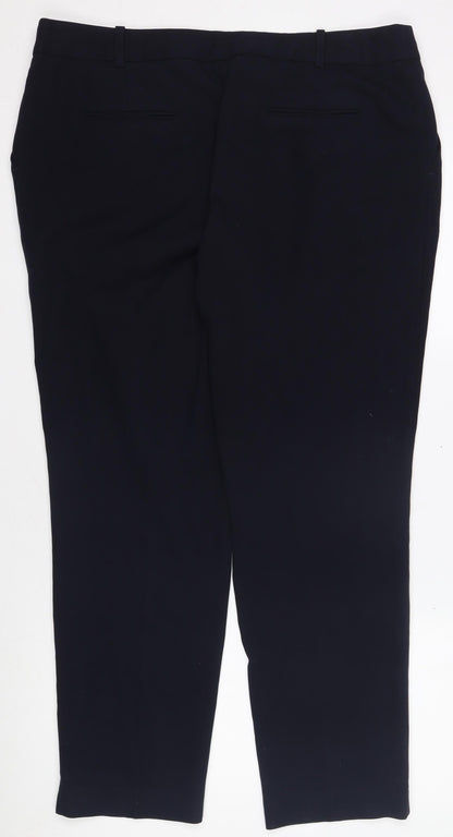 Next Tailoring Women’s Navy Blue Trousers Size 16R Polyester Blend Straight Leg