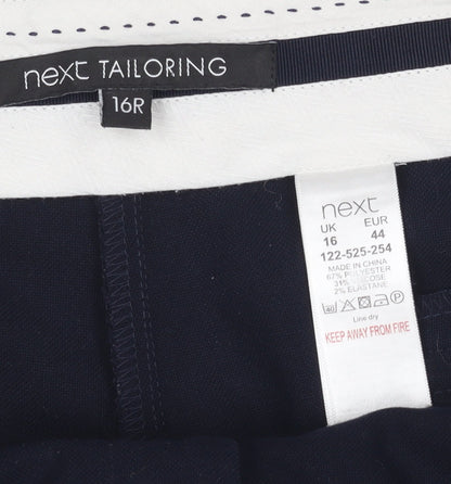 Next Tailoring Women’s Navy Blue Trousers Size 16R Polyester Blend Straight Leg