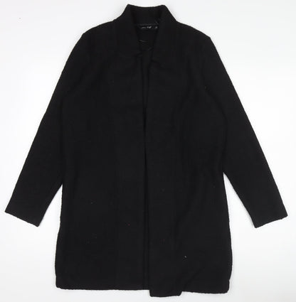 F&F Womens Black Coatigan Size 8 Regular Fit Mid-Length Polyester