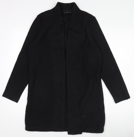F&F Womens Black Coatigan Size 8 Regular Fit Mid-Length Polyester