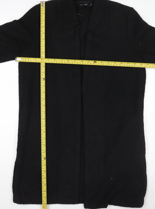 F&F Womens Black Coatigan Size 8 Regular Fit Mid-Length Polyester
