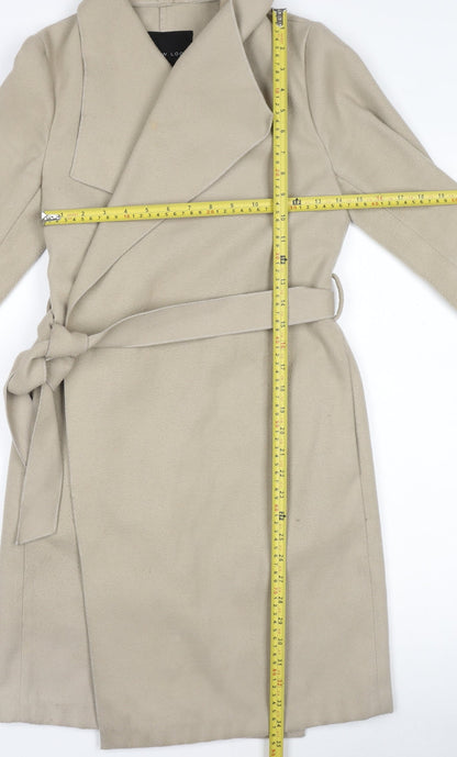 New Look Womens Beige Long Belted Trench Coat Size 8