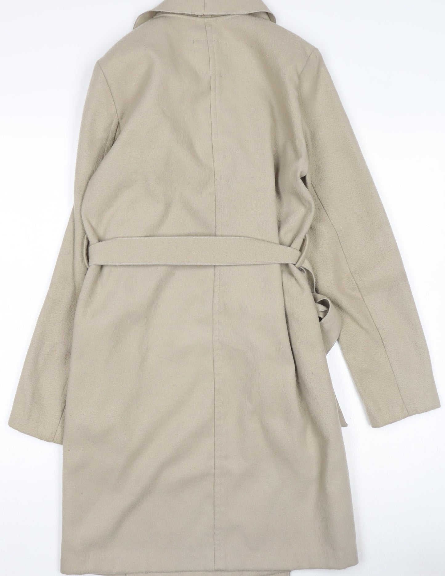 New Look Womens Beige Long Belted Trench Coat Size 8