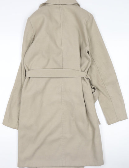 New Look Womens Beige Long Belted Trench Coat Size 8