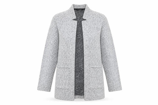 Front view of Dunnes Women’s Grey Tweed Coatigan, size S, Regular