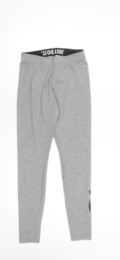 Nike Womens Grey Leggings Small Elastic Waist Slim Fit Activewear