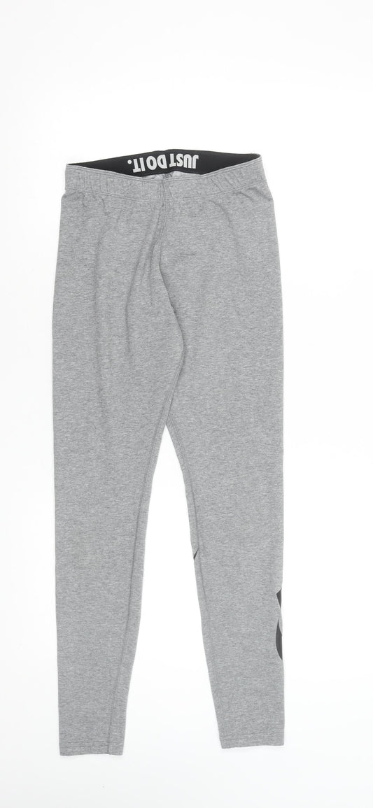 Nike Womens Grey Leggings Small Elastic Waist Slim Fit Activewear