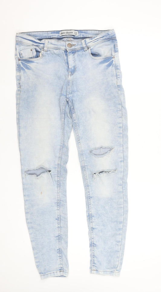 New Look Women’s Light Blue Distressed Super Skinny Jeans UK 12