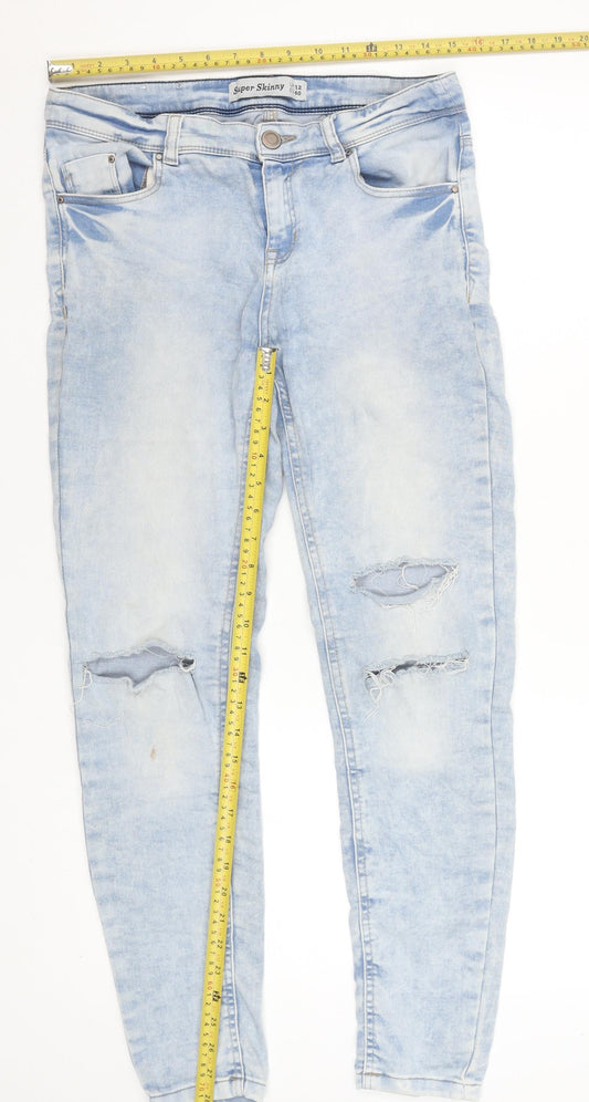 New Look Women’s Light Blue Distressed Super Skinny Jeans UK 12