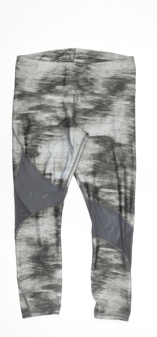 Under Armour Womens Black Grey Compression Capri Leggings Size L