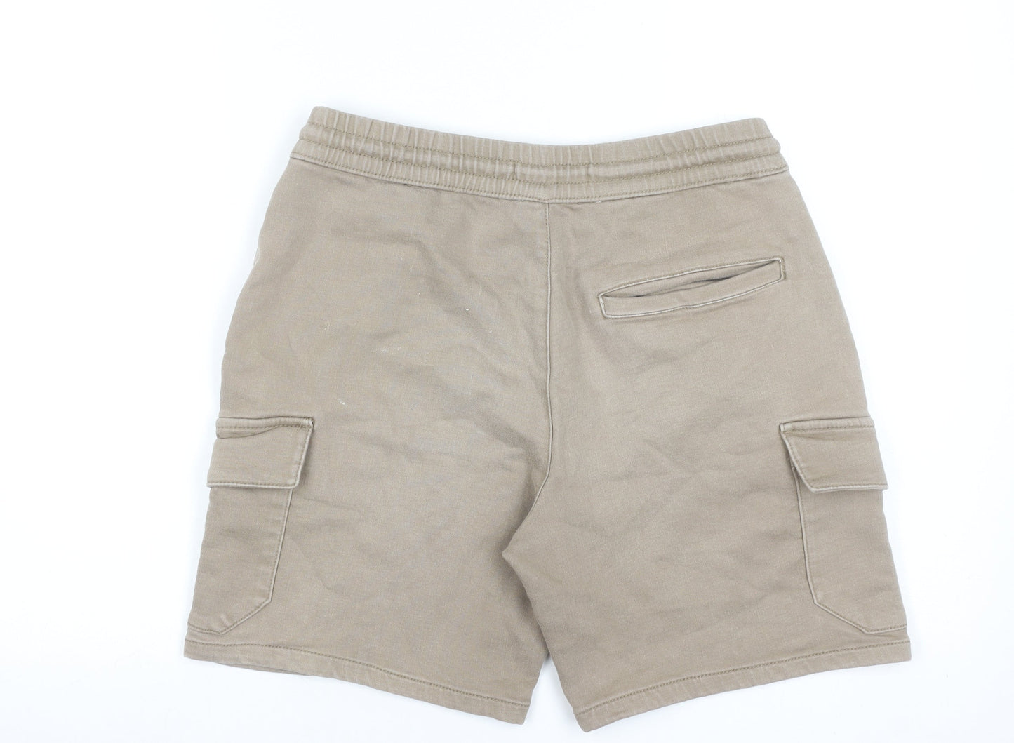 Bershka Men's Beige Cargo Shorts Size M Cotton Blend Casual