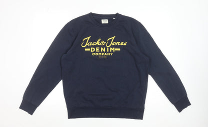 Mens UK Size M JACK & JONES Blue Pullover Sweatshirt