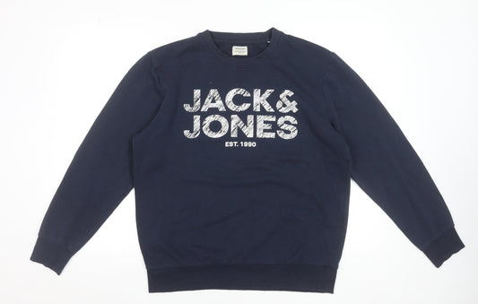 Mens UK Size M JACK & JONES Blue Pullover Sweatshirt