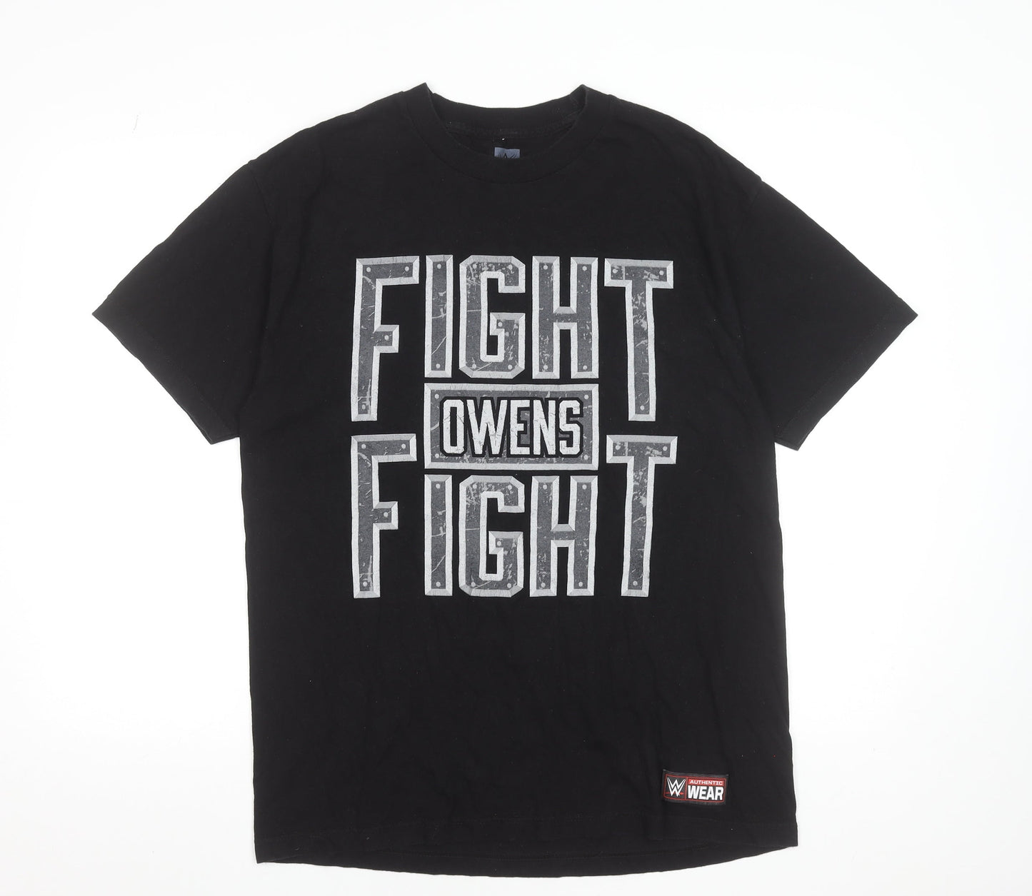 WWE Authentic Men's Black Fight Owens Fight T-Shirt Size L