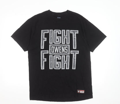 WWE Authentic Men's Black Fight Owens Fight T-Shirt Size L