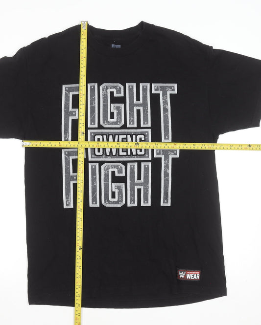 WWE Authentic Men's Black Fight Owens Fight T-Shirt Size L