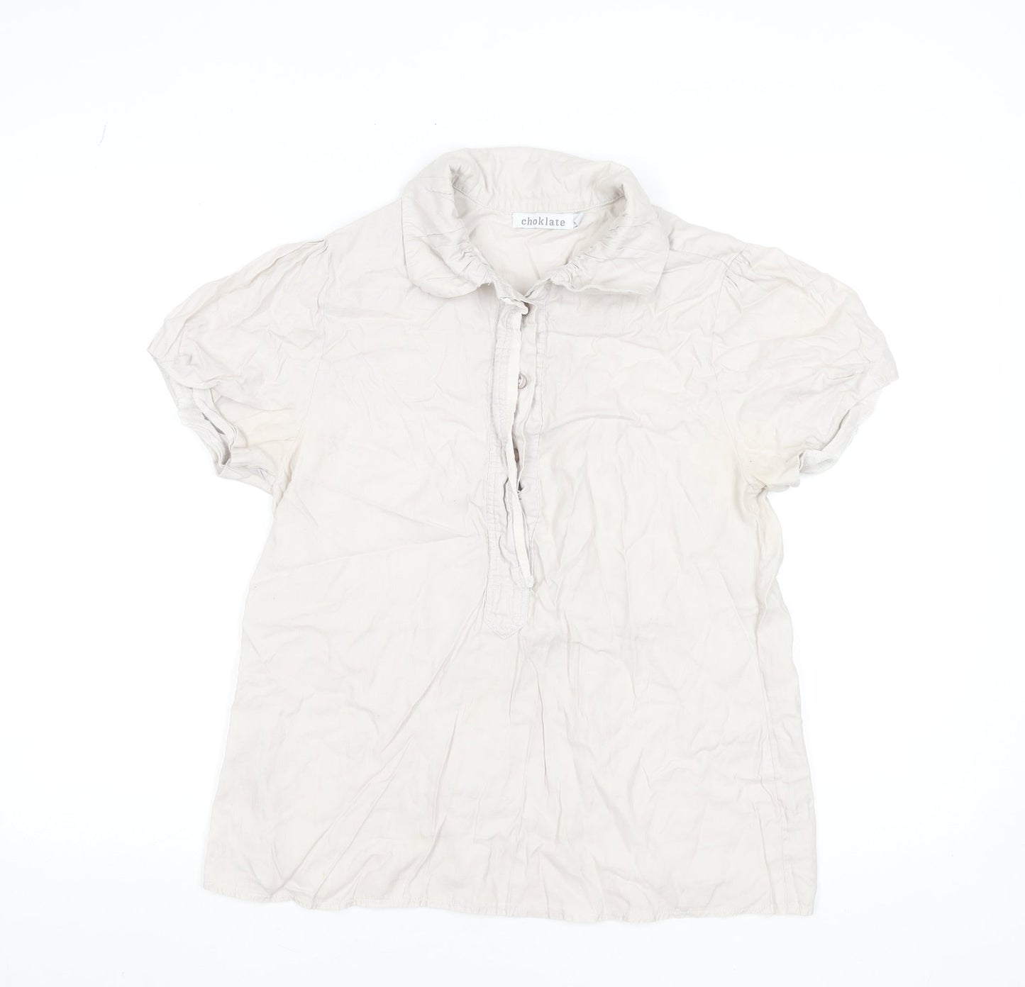 Womens UK Size L choklate Beige Basic Blouse