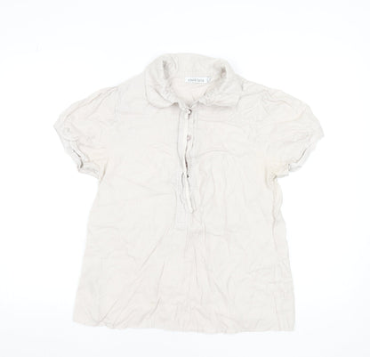 Womens UK Size L choklate Beige Basic Blouse