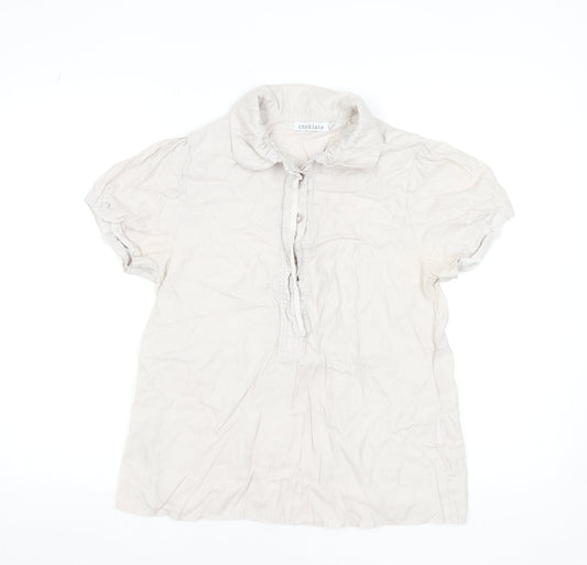 Womens UK Size L choklate Beige Basic Blouse