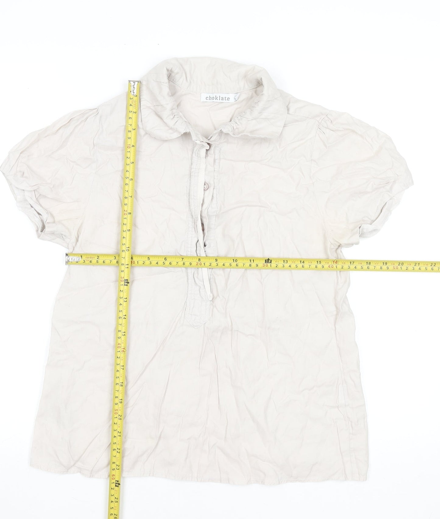 Womens UK Size L choklate Beige Basic Blouse