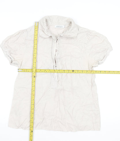 Womens UK Size L choklate Beige Basic Blouse