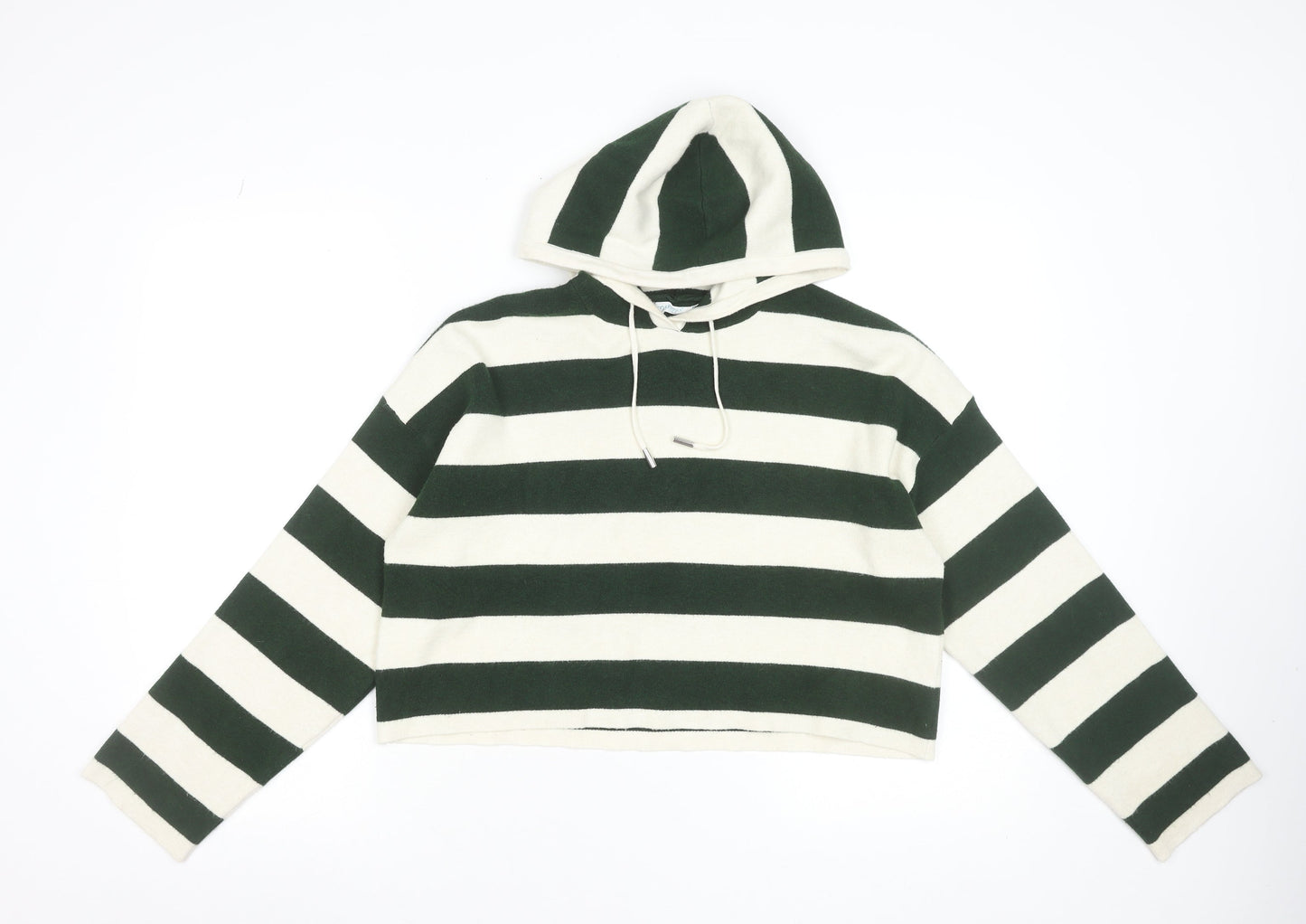 Primark Cares Women’s Green & White Striped Pullover Hoodie Size M
