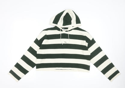 Primark Cares Women’s Green & White Striped Pullover Hoodie Size M