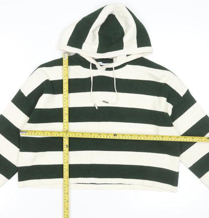 Primark Cares Women’s Green & White Striped Pullover Hoodie Size M