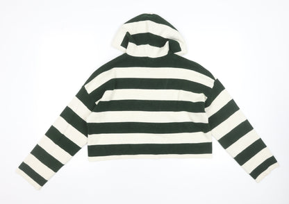 Primark Cares Women’s Green & White Striped Pullover Hoodie Size M