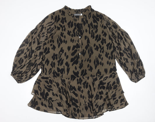 Mint Velvet Women Brown Animal Print Long Sleeve Shift Dress Size 16