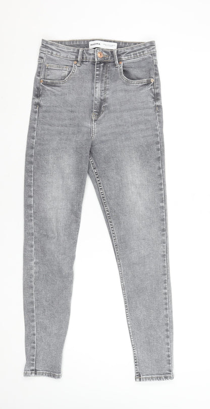 Bershka Women Grey Slim Fit High Rise Skinny Jeans Size 8