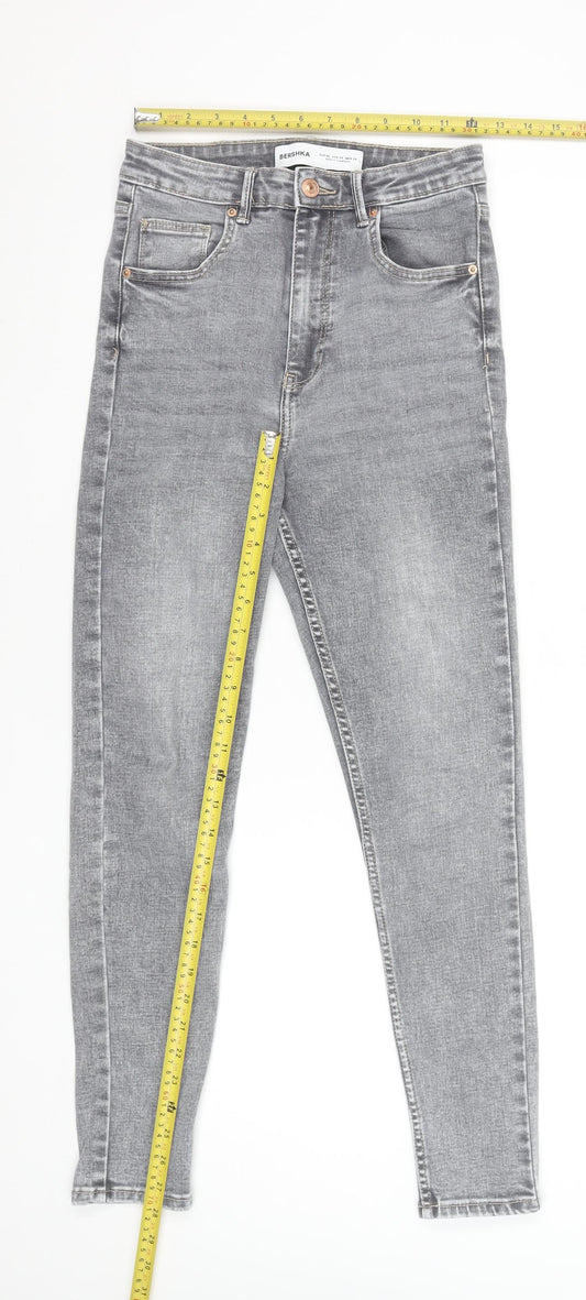Bershka Women Grey Slim Fit High Rise Skinny Jeans Size 8