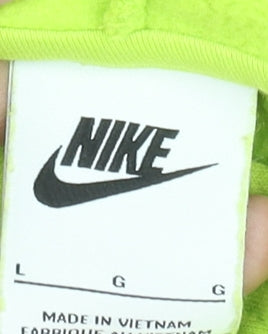 Nike Women’s Green Pink White Colourblock Hoodie Size L Cotton Blend