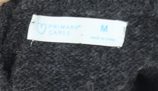 Primark Women Grey Beaded Cable-Knit Crew Neck Jumper Size M