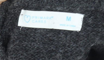 Primark Women Grey Beaded Cable-Knit Crew Neck Jumper Size M