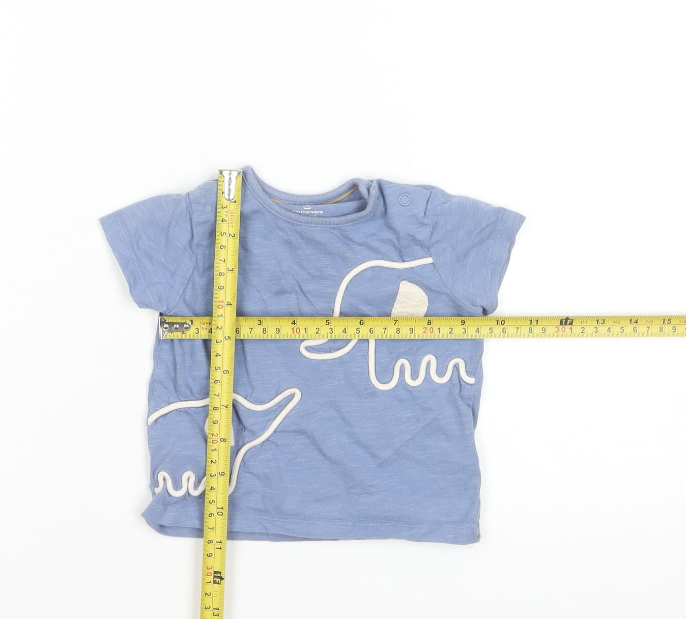 Mothercare Baby Blue Elephant T-Shirt 6-9 Months 100% Cotton Short Sleeve