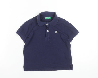 United Colors of Benetton Blue Polo Shirt 18-24 Months Unisex Cotton Top