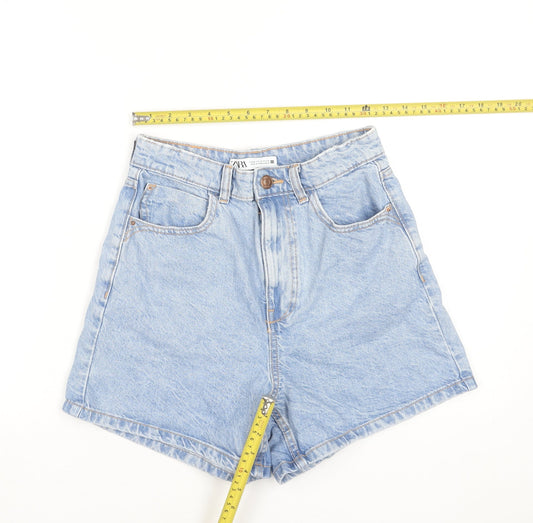 ZARA Women Blue Size 8 High Rise Mom Denim Shorts