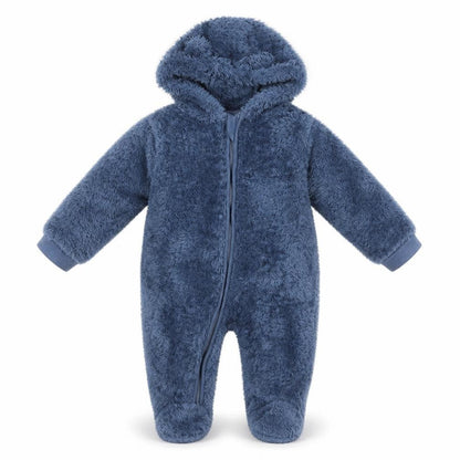 John Lewis Anyday Blue Fleece Hooded One Piece Suit 3-6 Months Unisex Baby